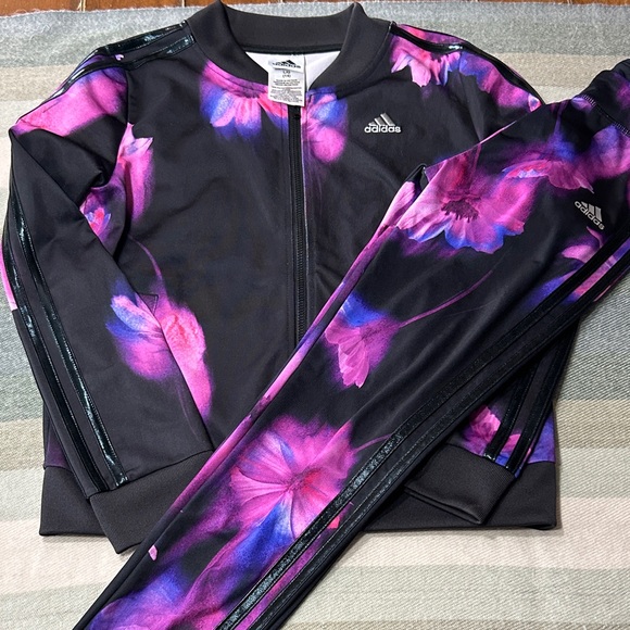 adidas Other - adidas Black Track Jacket and Pants- Pink/Purple Floral Print- Large